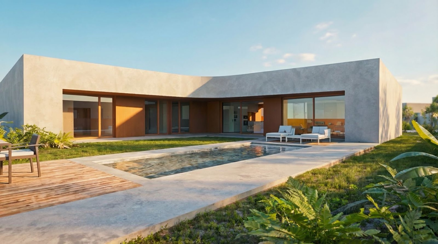 Moradia térrea contemporânea com piscina privativa
